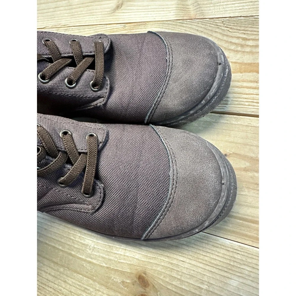 Oomphies Youth Boys Brown Canvas Lace Up Mid Top Sneakers‎ Size 12Y